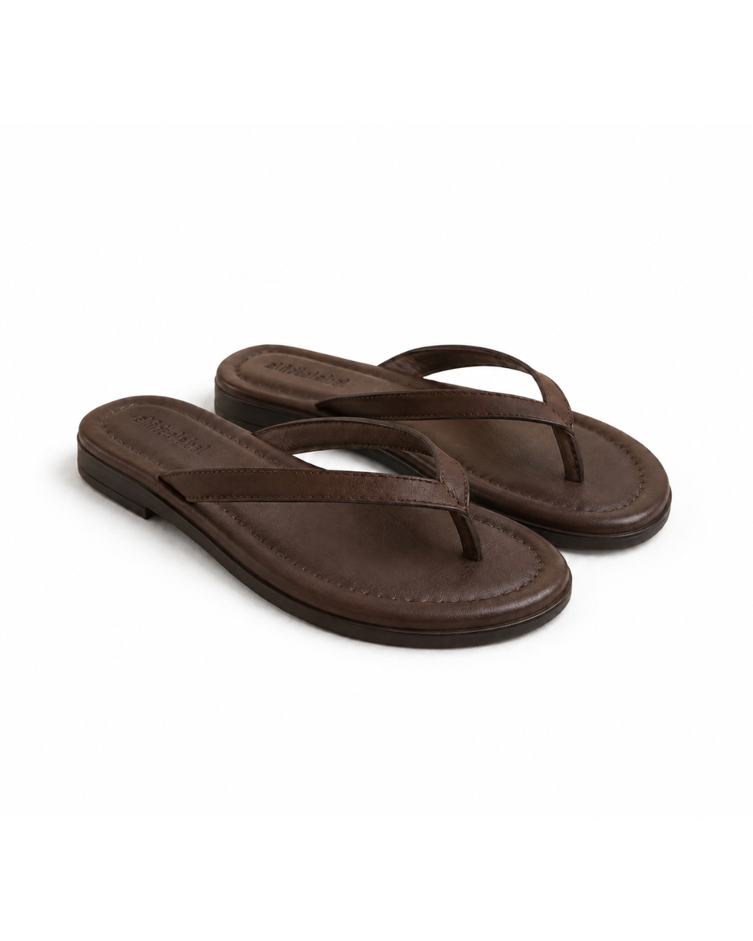 Brown Genuine Leather Flip-flops