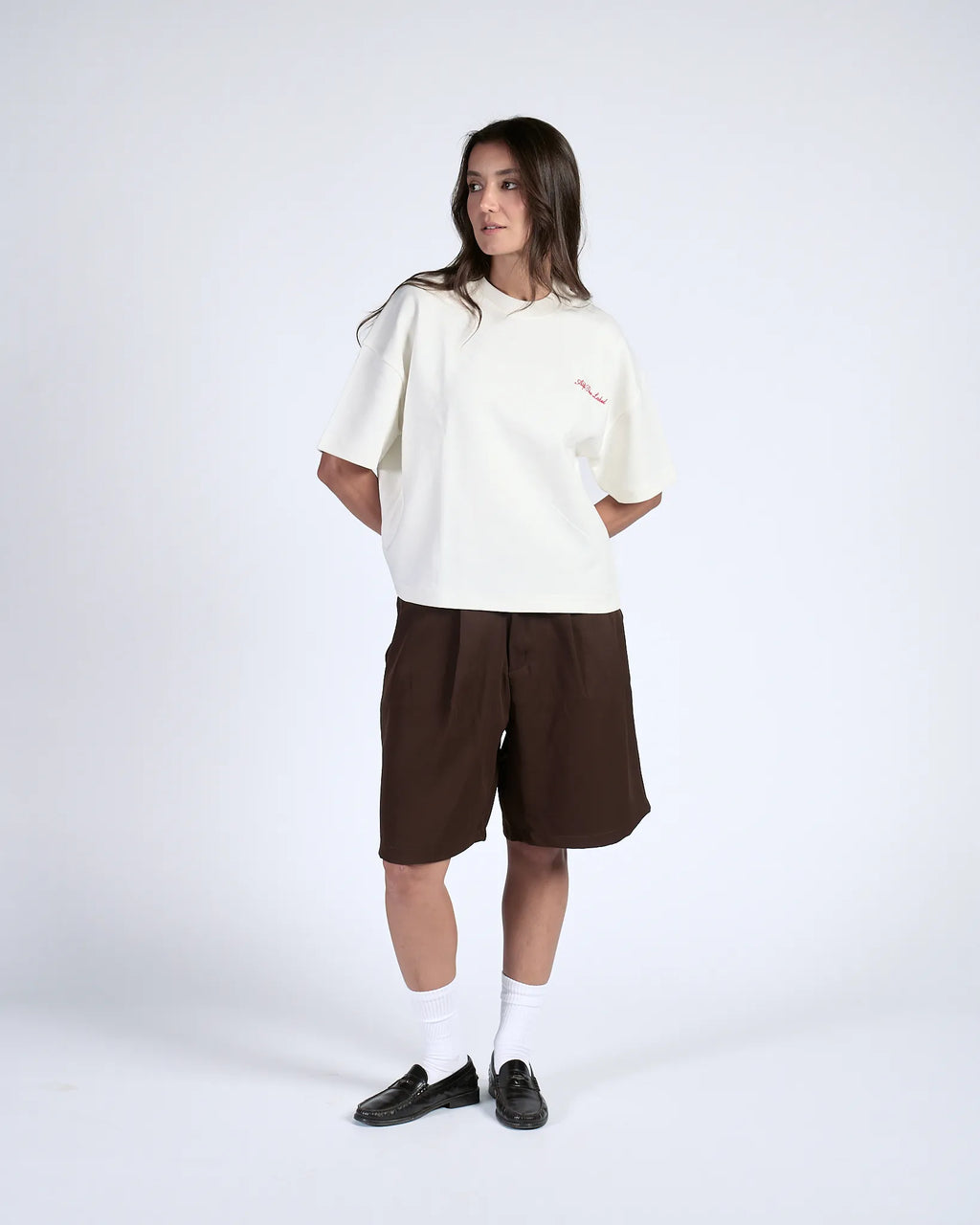 Brown Pleated Shorts