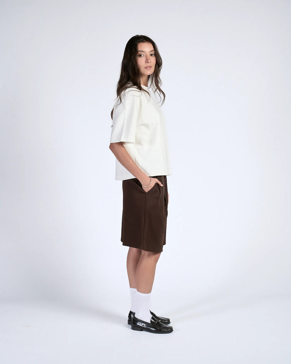 Brown Pleated Shorts