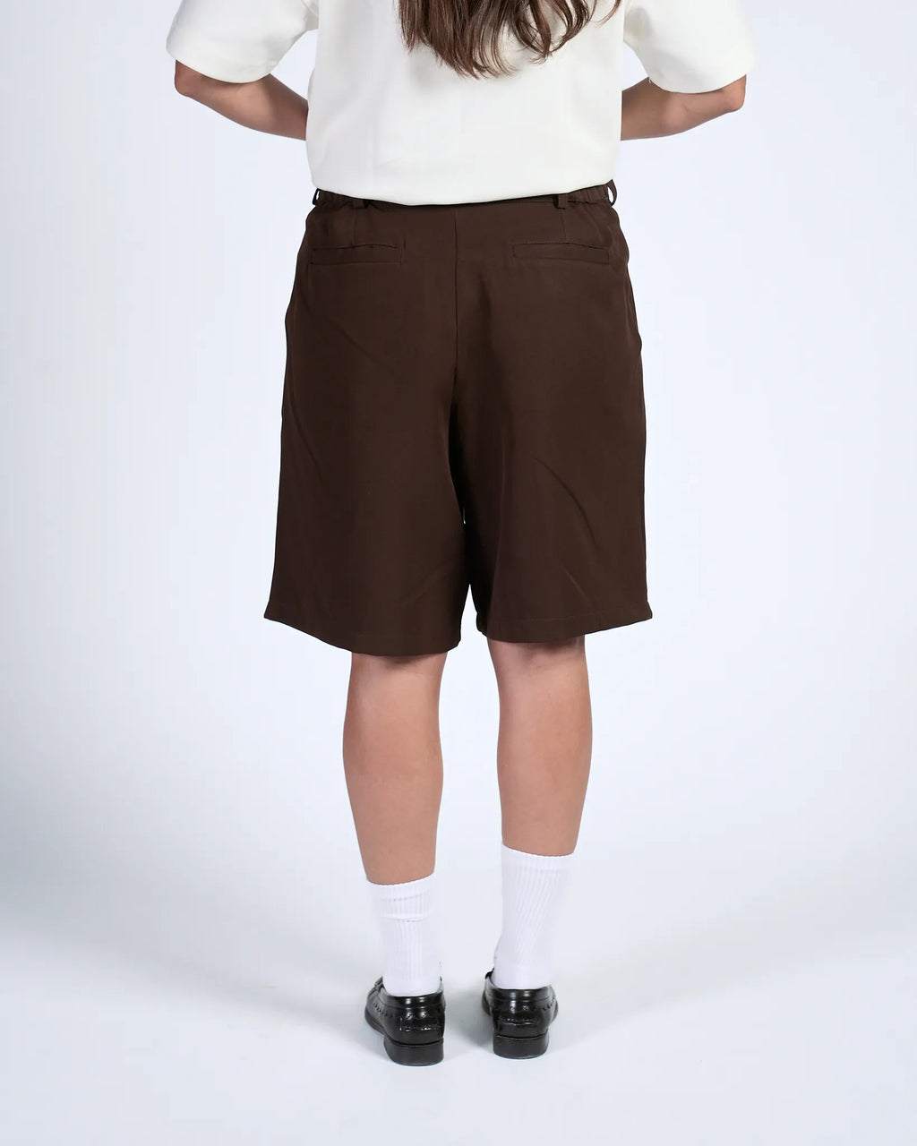 Brown Pleated Shorts
