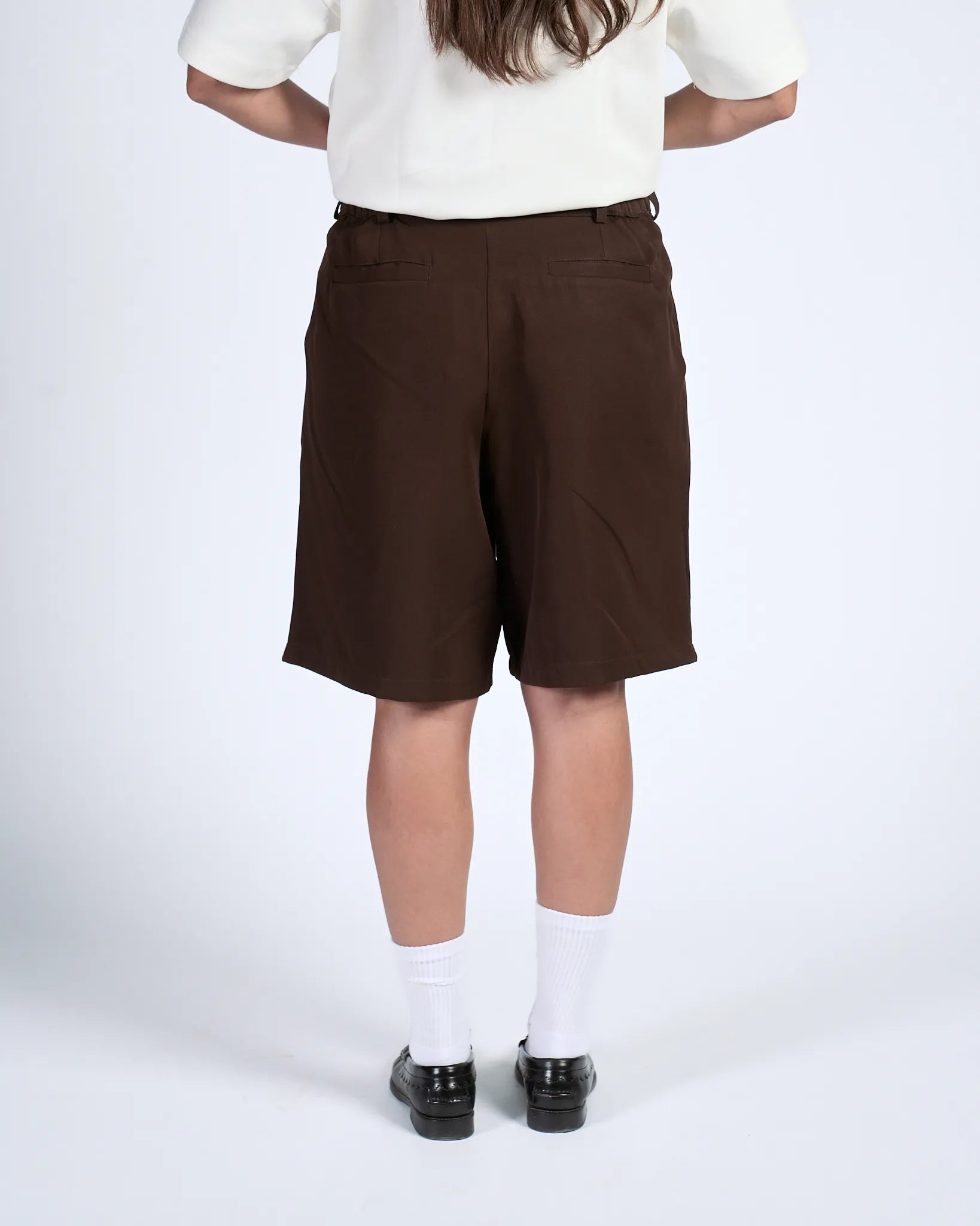 Brown Pleated Shorts