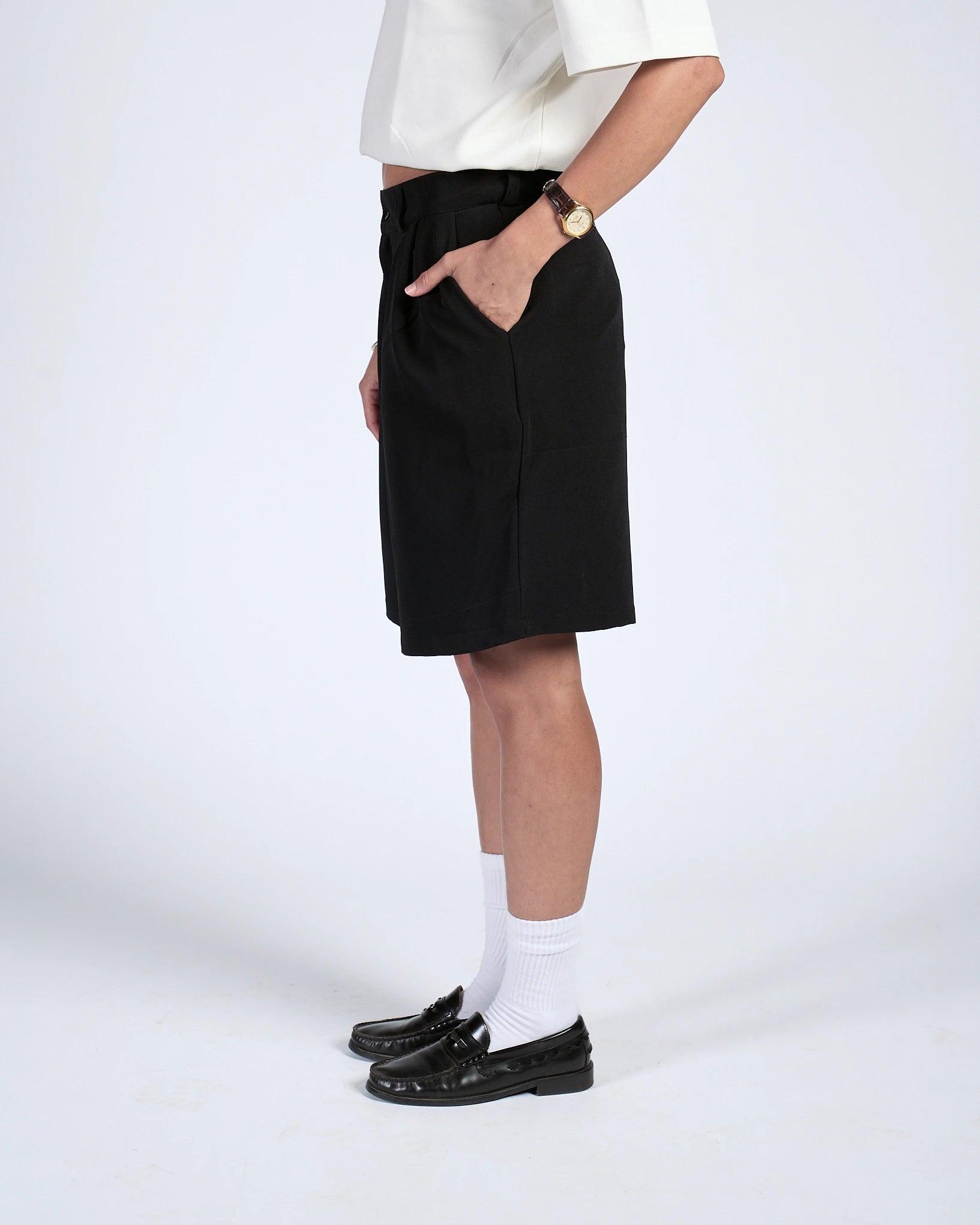 Black Pleated Shorts