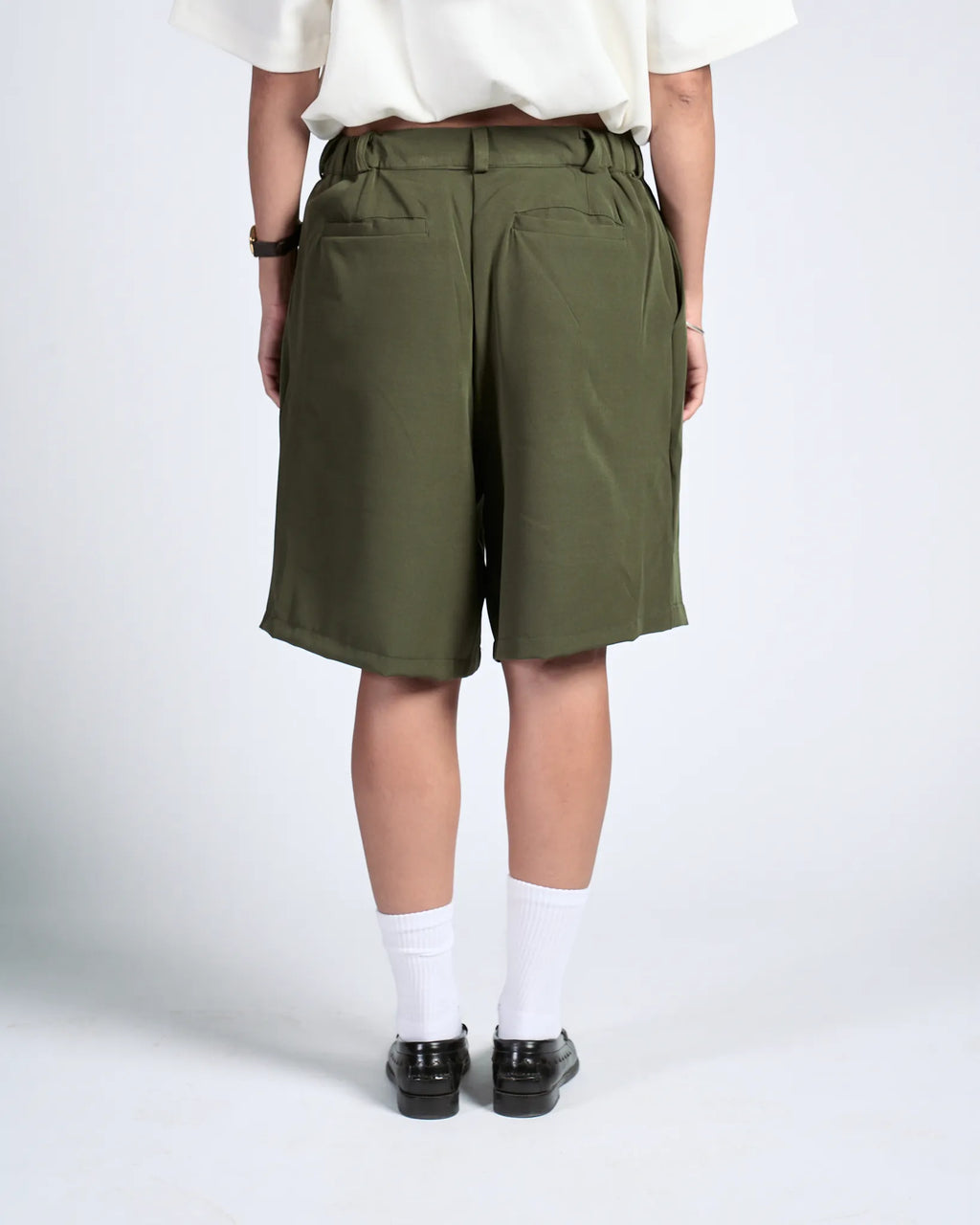 Olive Pleated Shorts