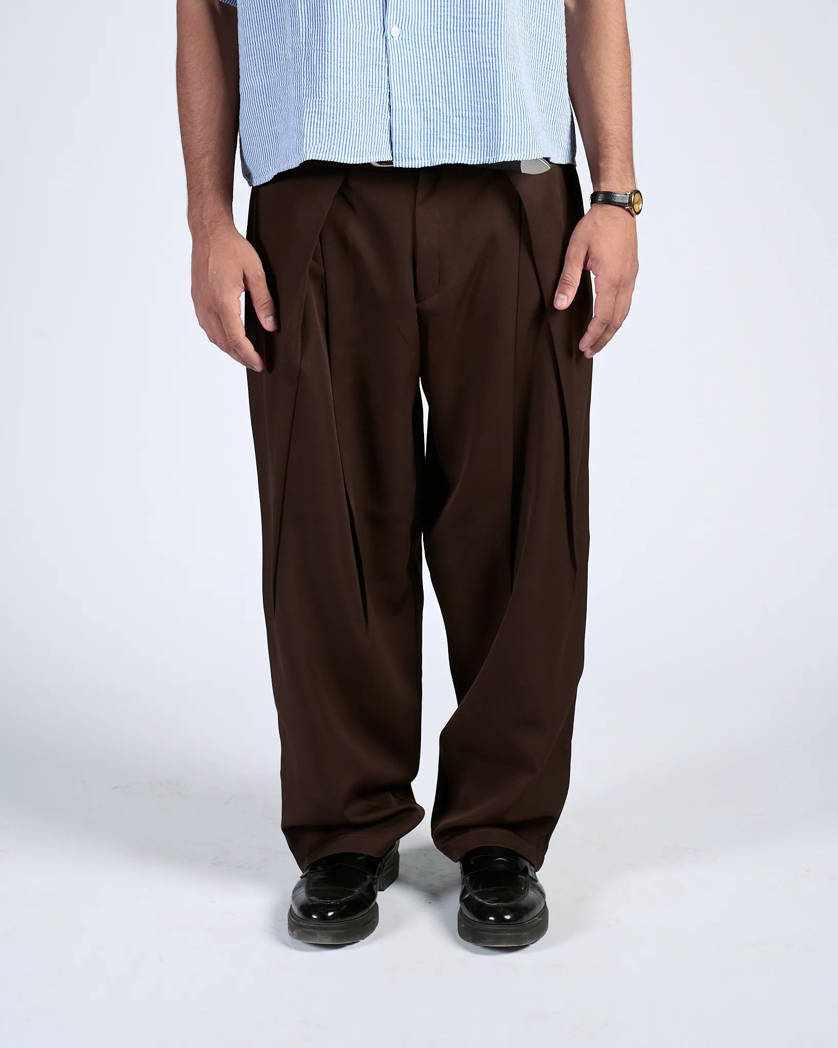 Brown Pleated Trousers