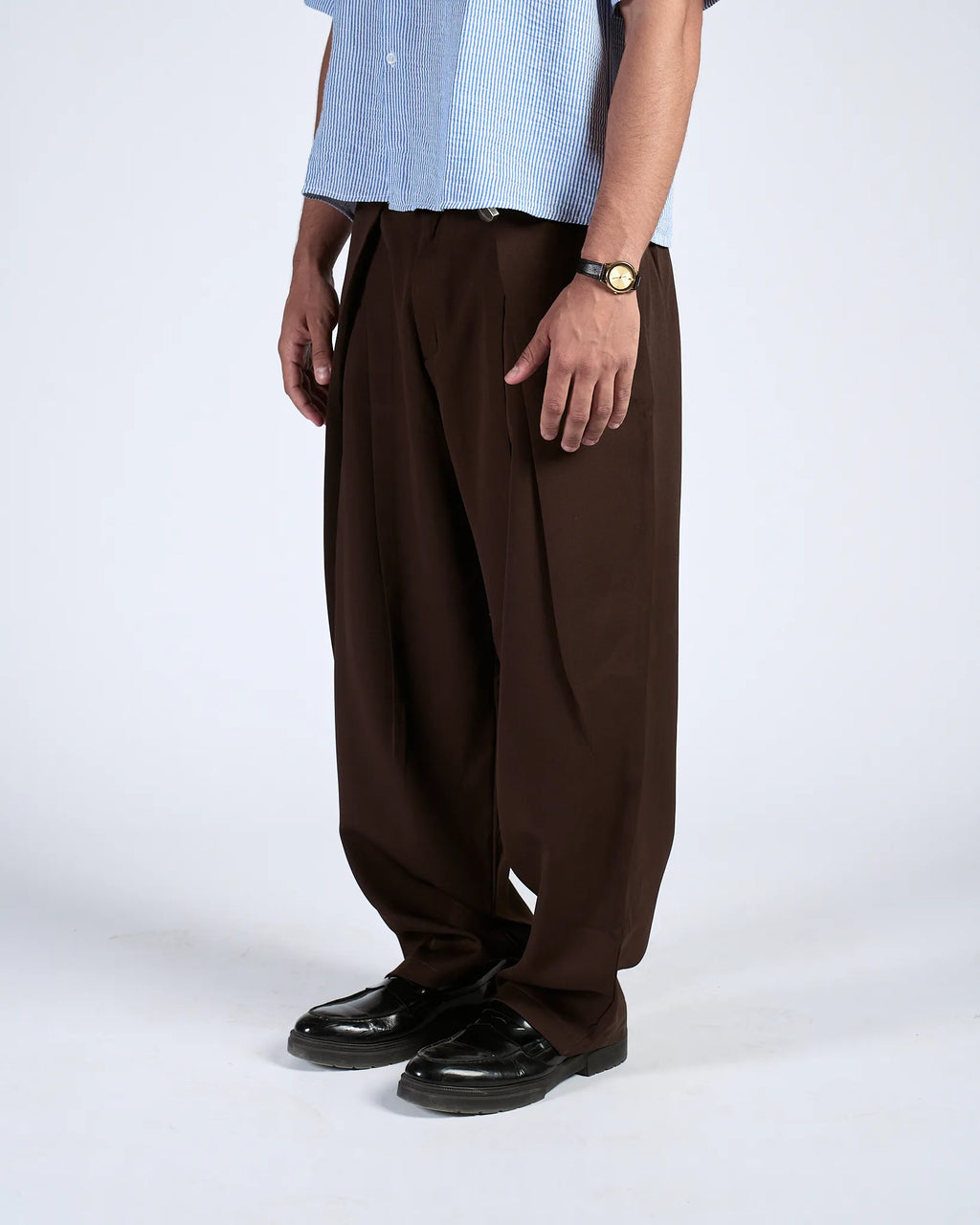 Brown Pleated Trousers