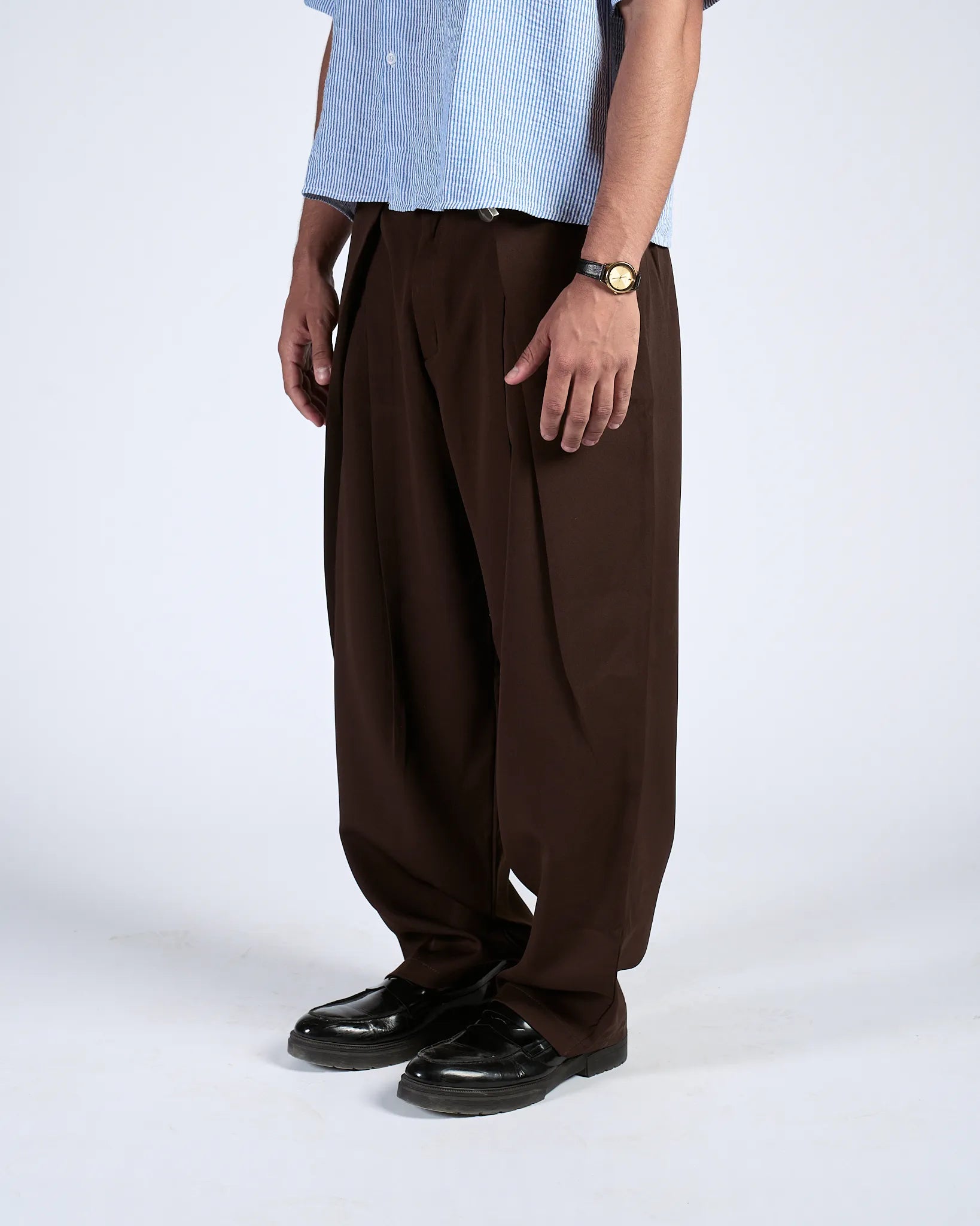 Brown Pleated Trousers