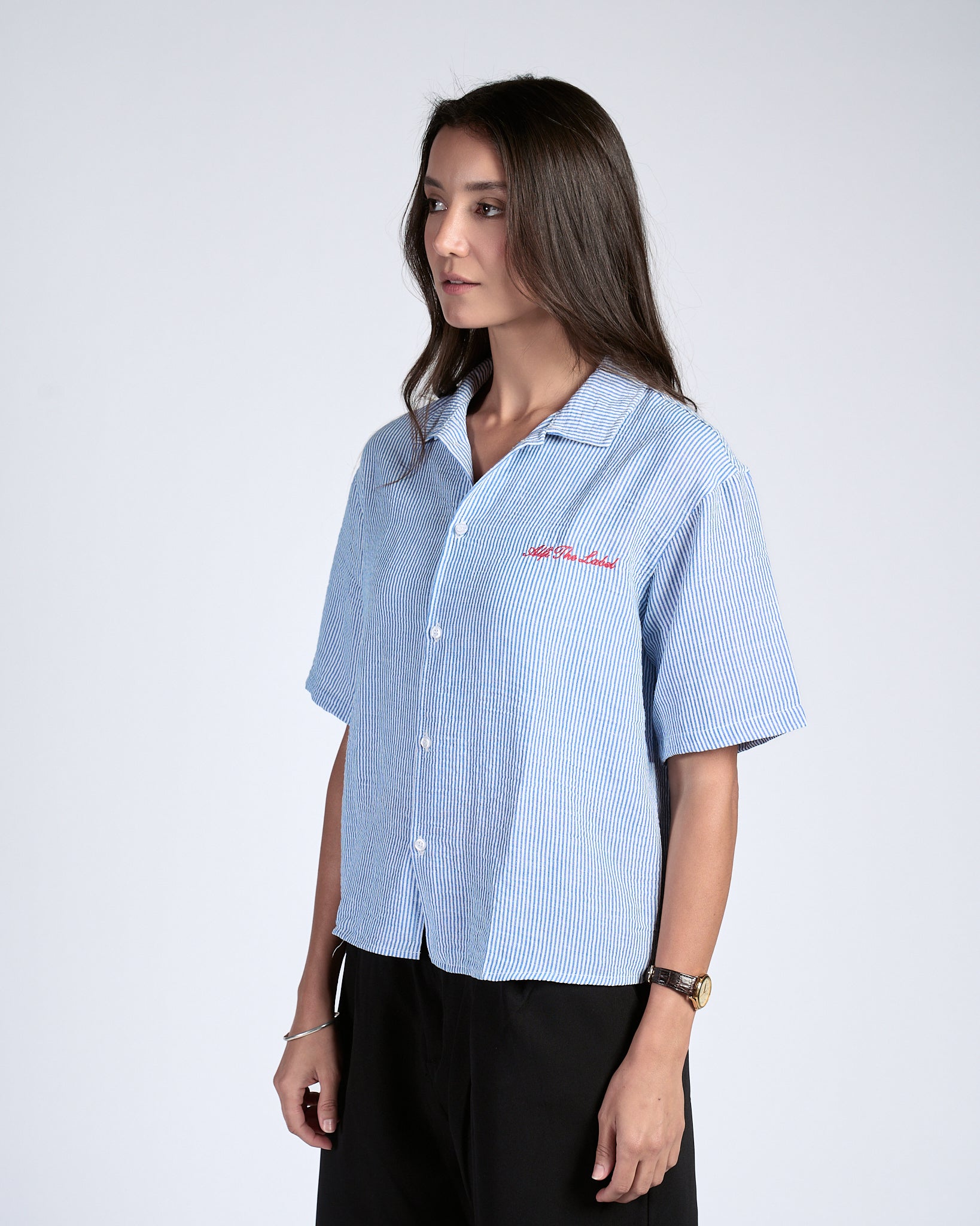 Boxy Blue Pinstripe Shirt