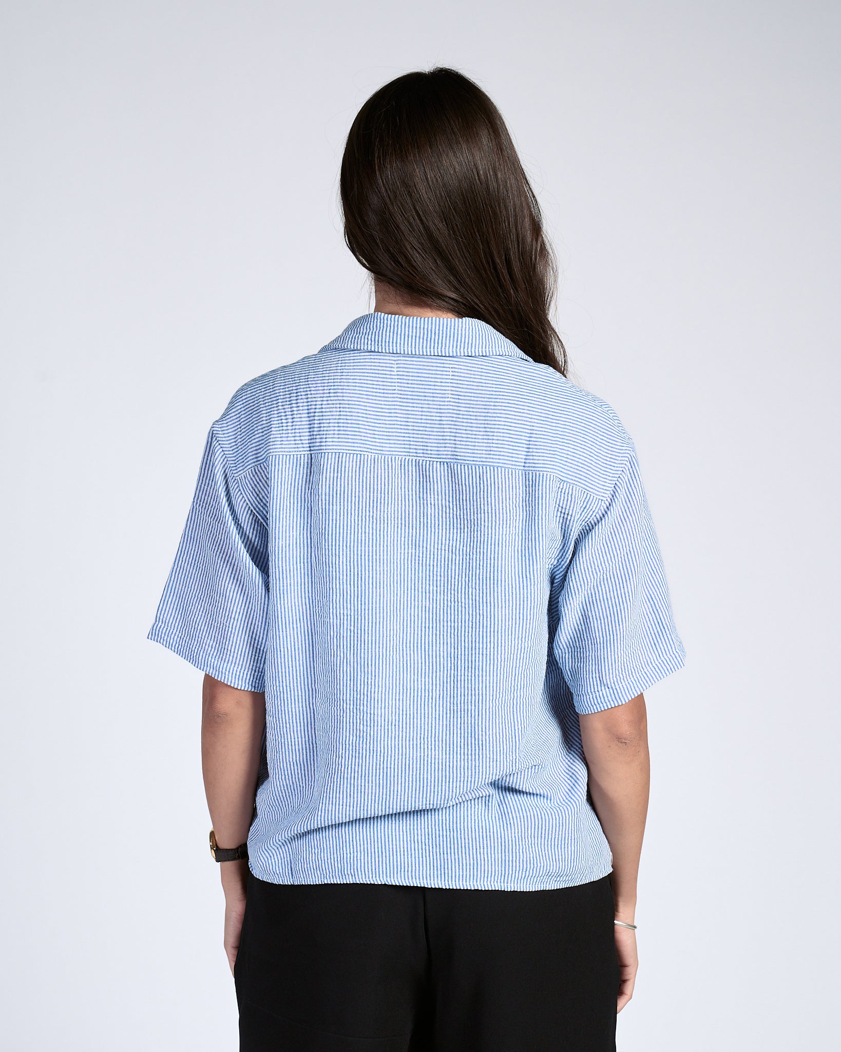 Boxy Blue Pinstripe Shirt