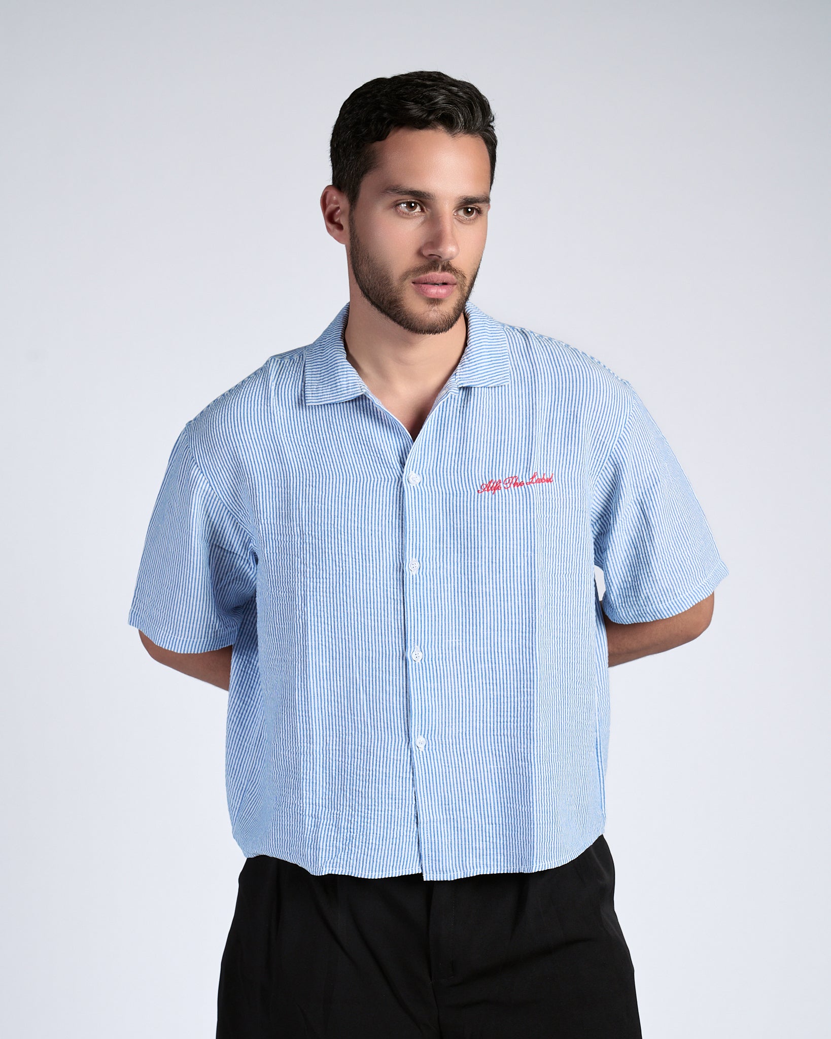 Boxy Blue Pinstripe Shirt