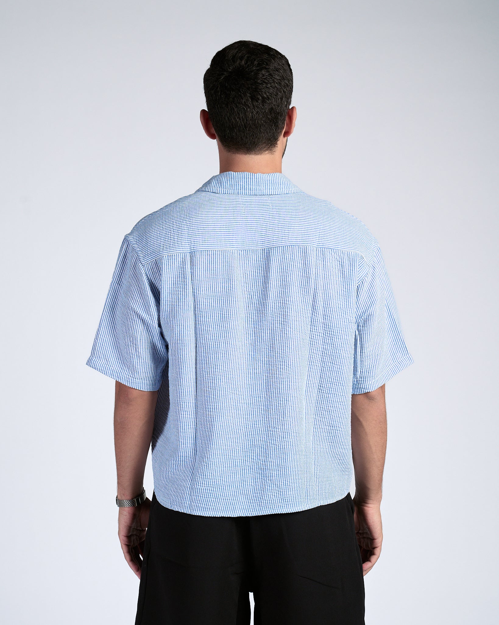 Boxy Blue Pinstripe Shirt