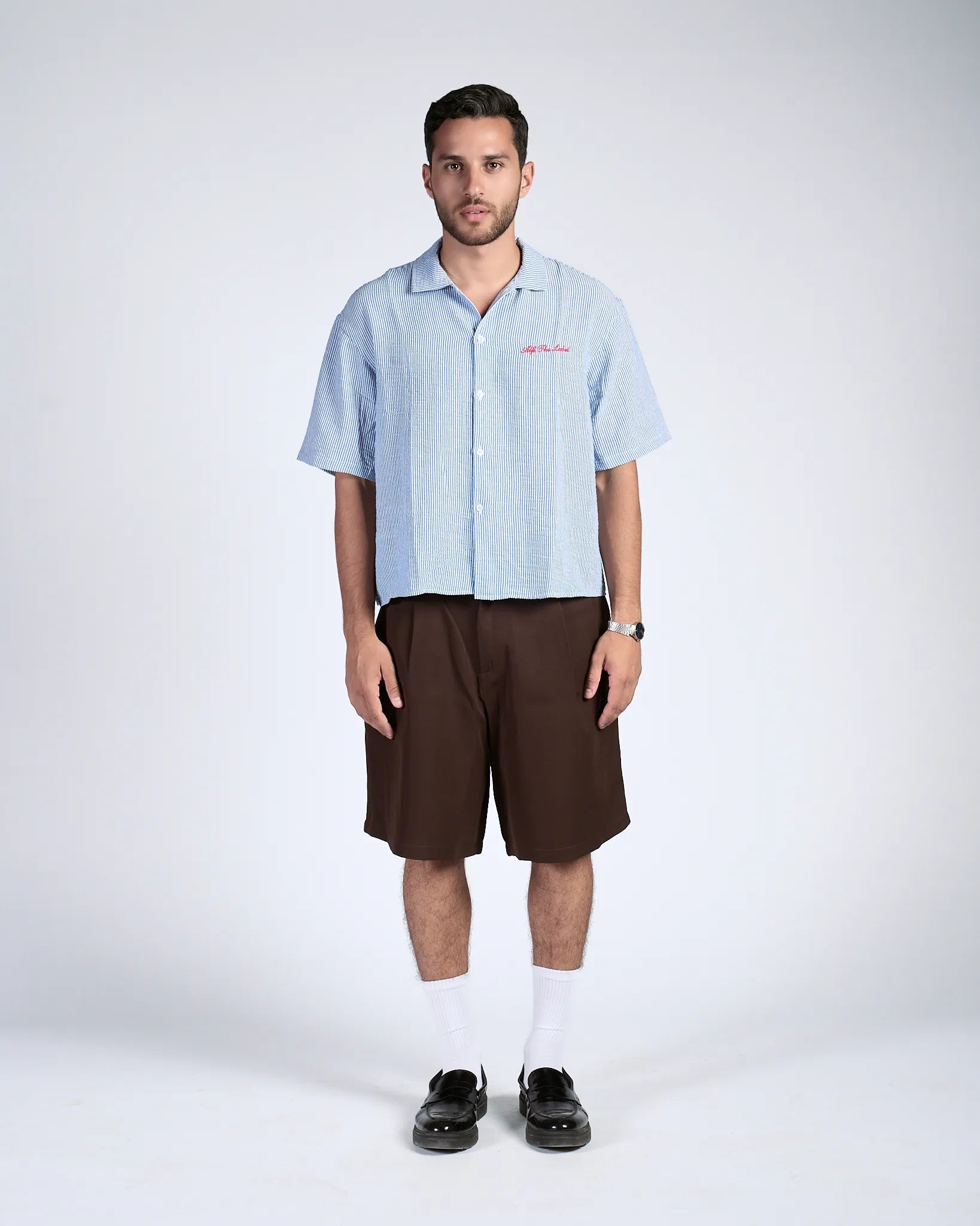 Brown Pleated Shorts
