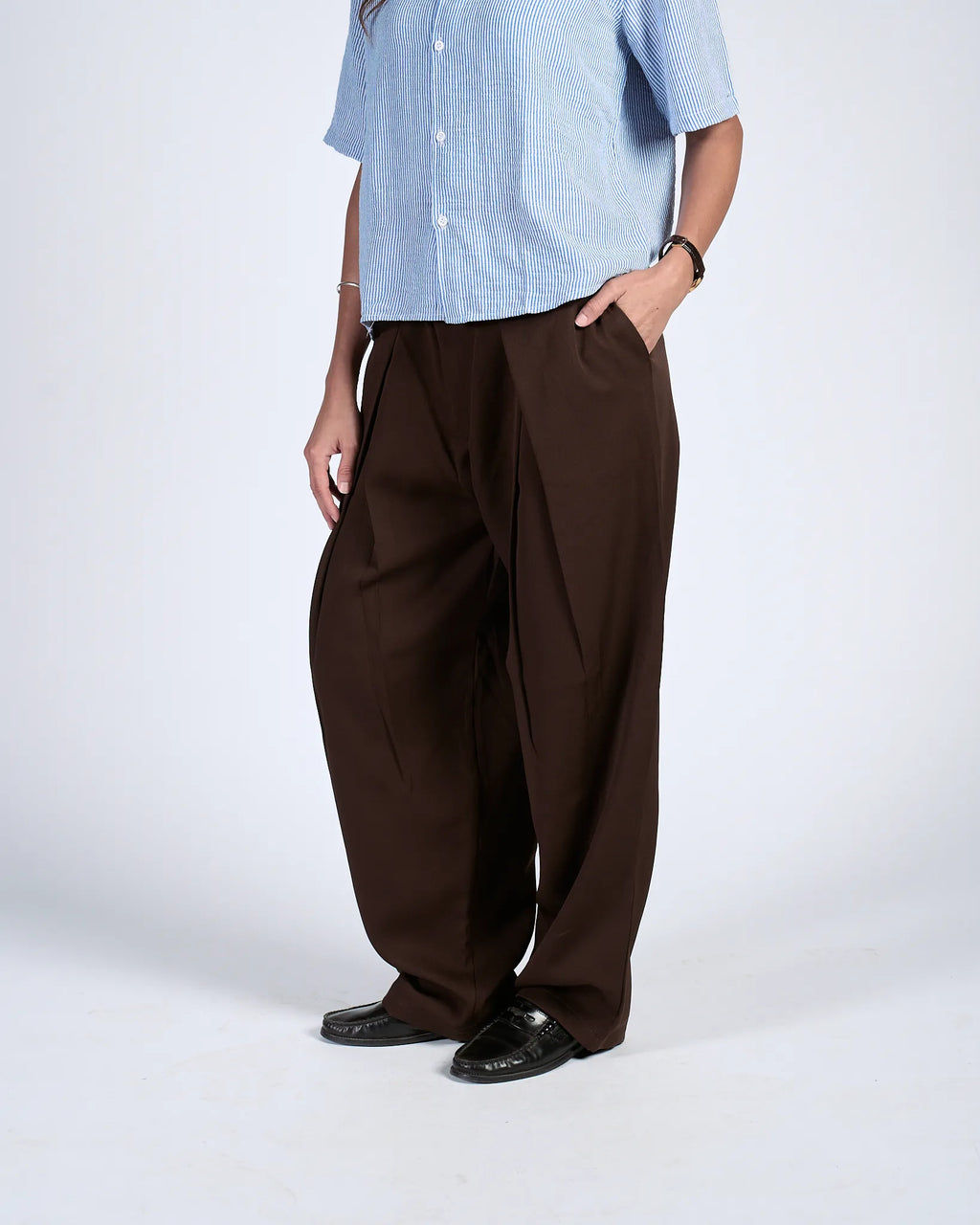Brown Pleated Trousers