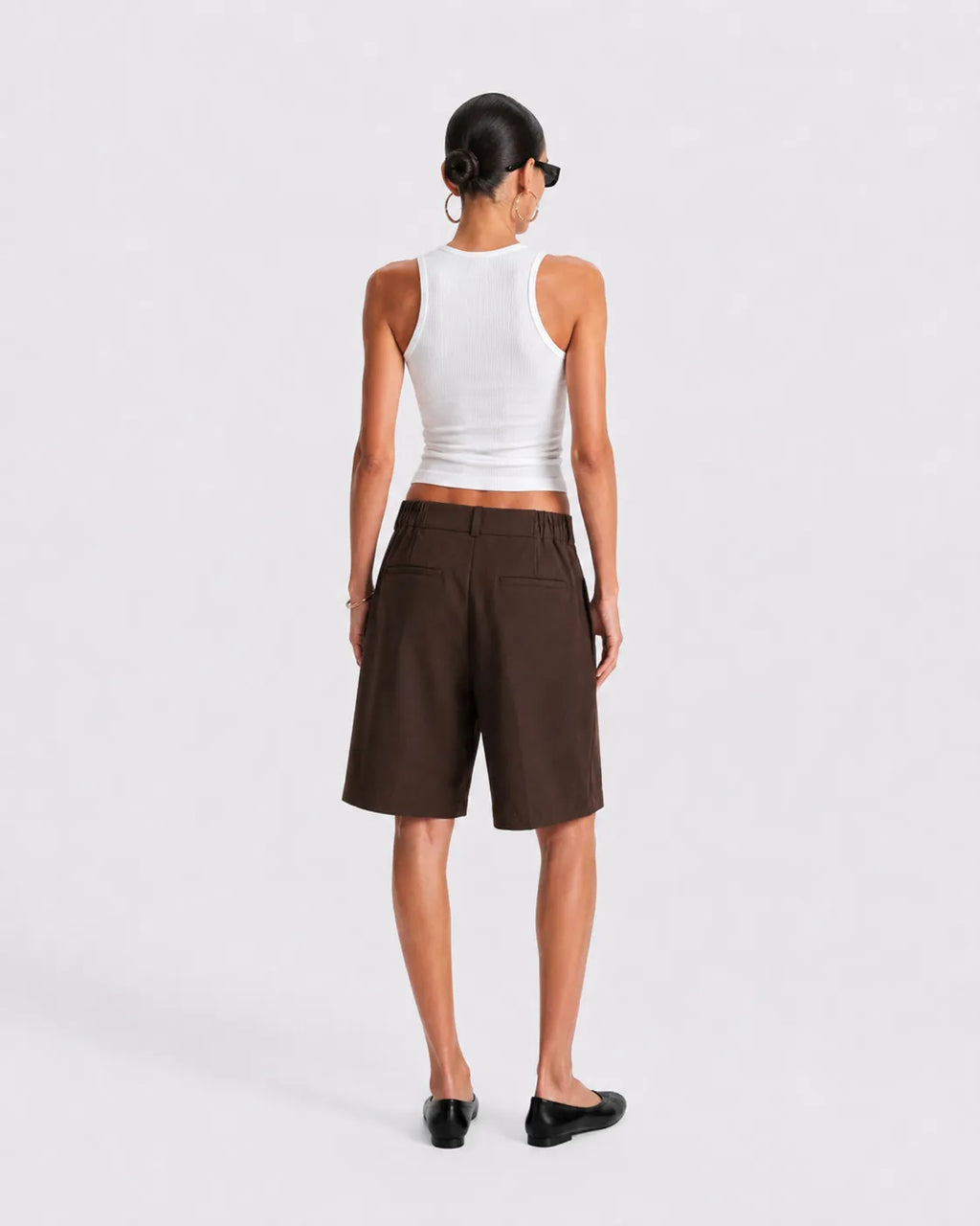 Brown Pleated Shorts