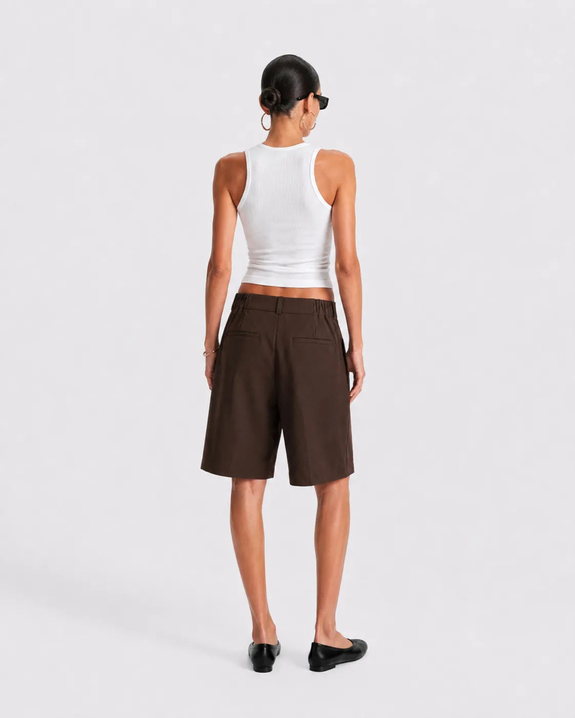Brown Pleated Shorts