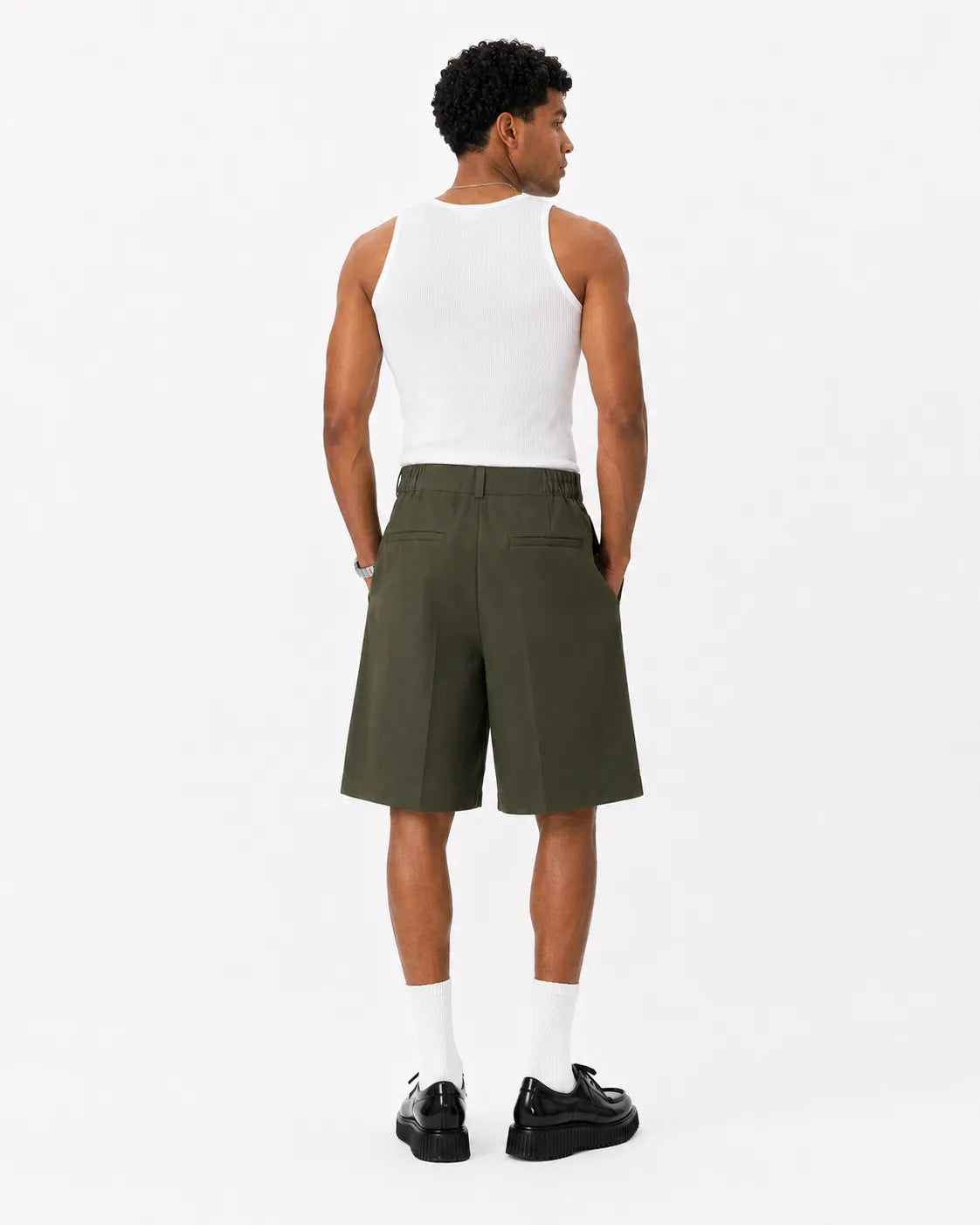 Olive Pleated Shorts