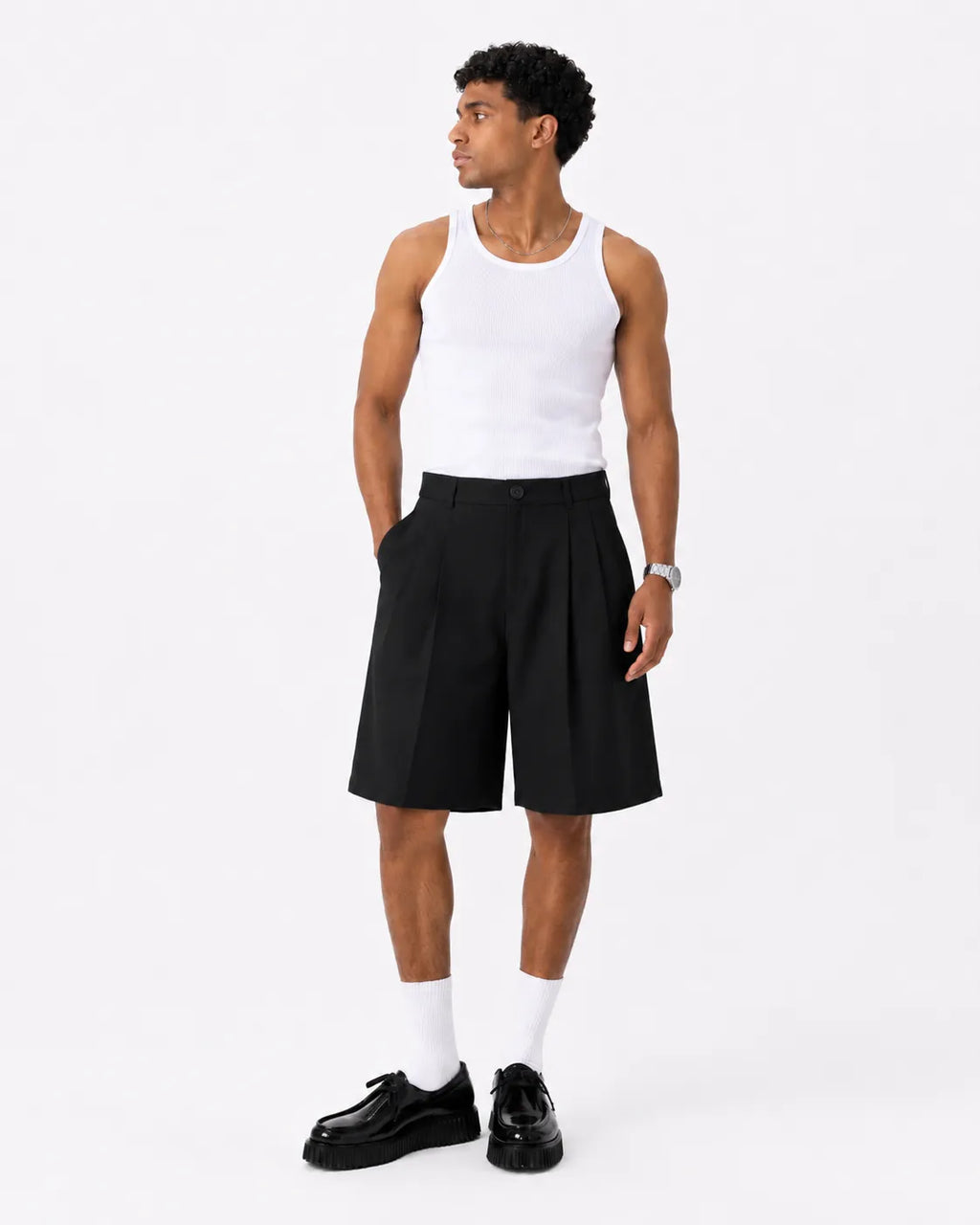 Black Pleated Shorts