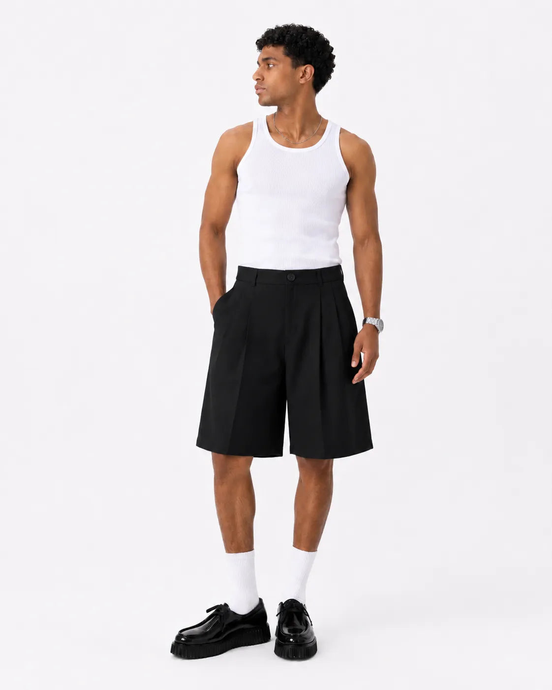 Black Pleated Shorts