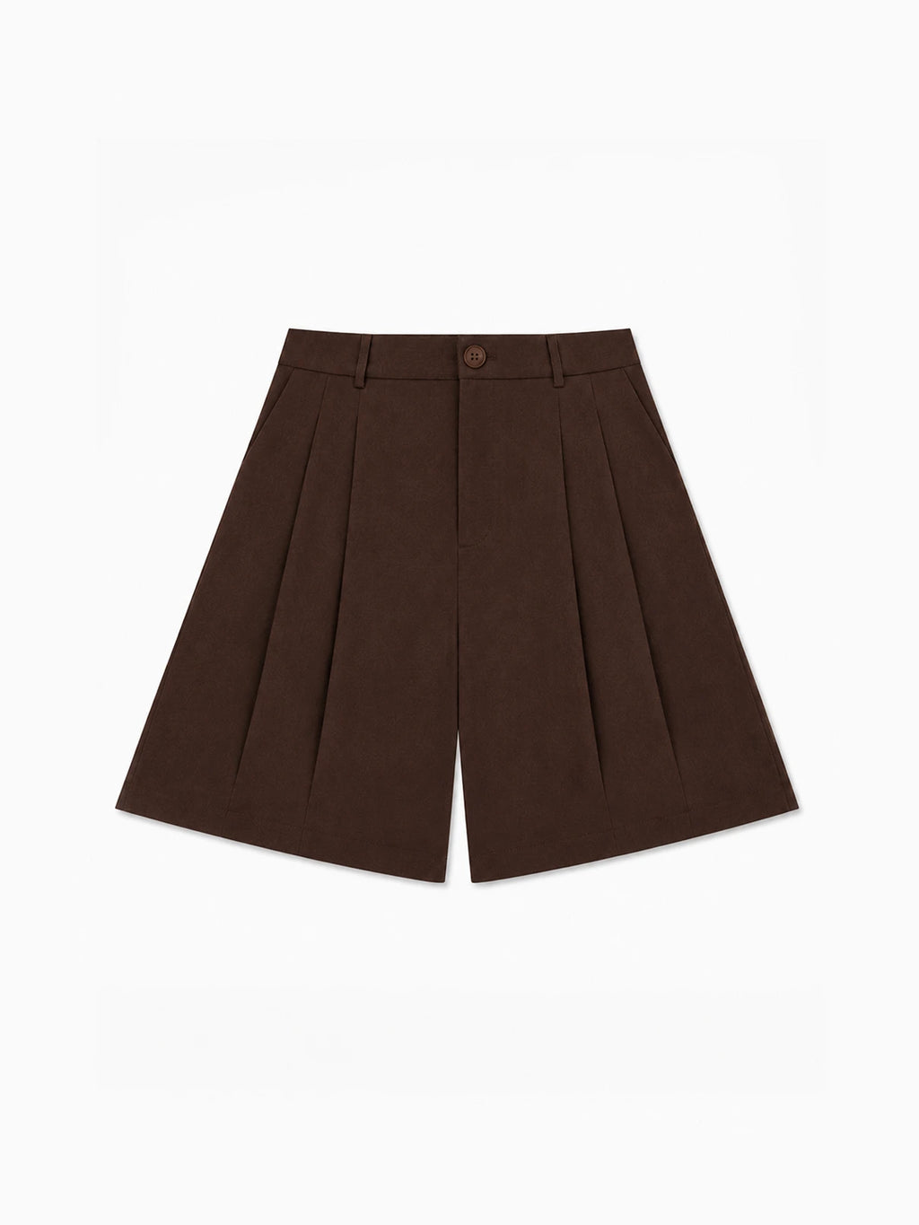 Brown Pleated Shorts