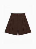 Brown Pleated Shorts