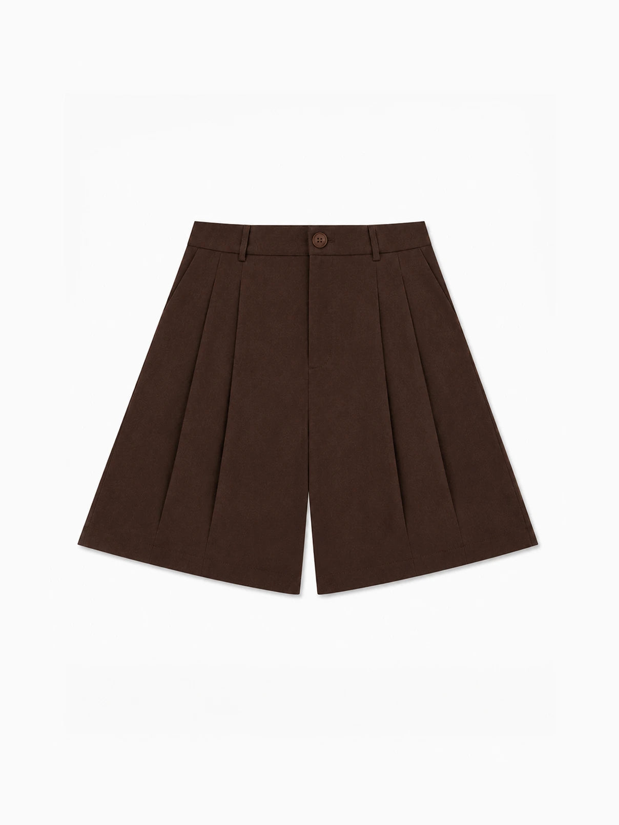 Brown Pleated Shorts