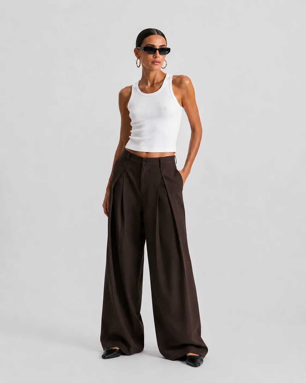 Brown Pleated Trousers
