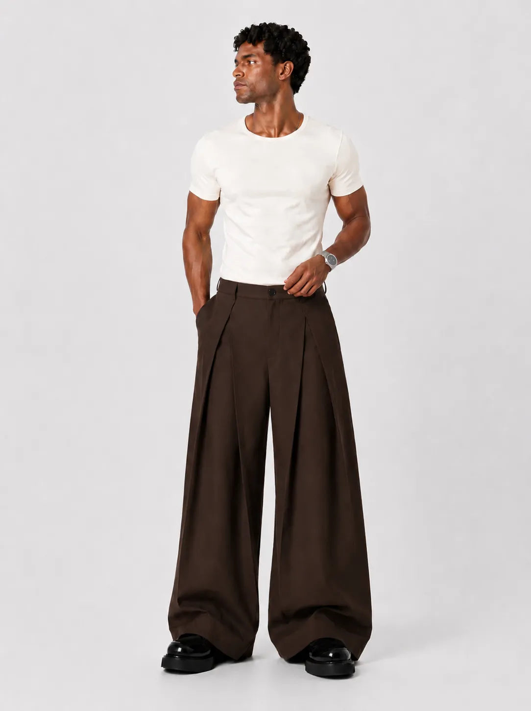 Brown Pleated Trousers