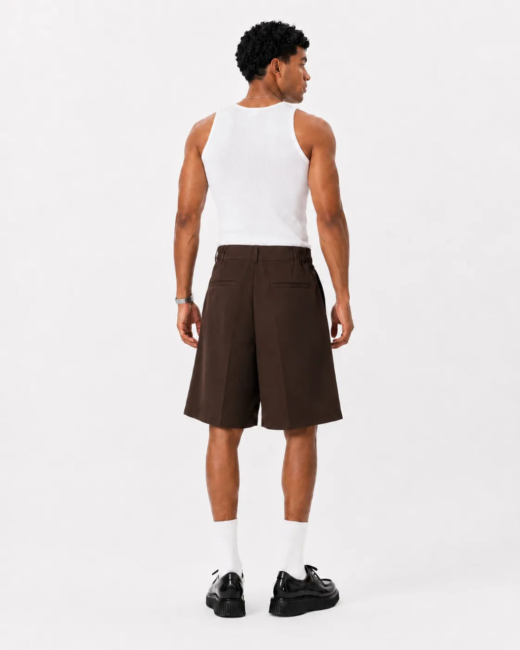 Brown Pleated Shorts