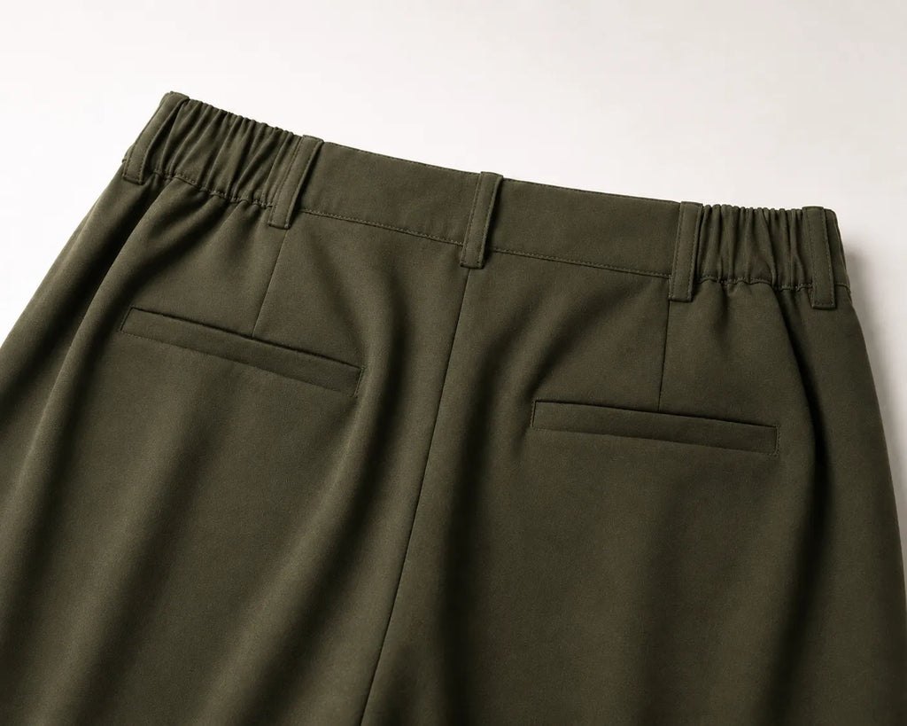 Olive Pleated Shorts