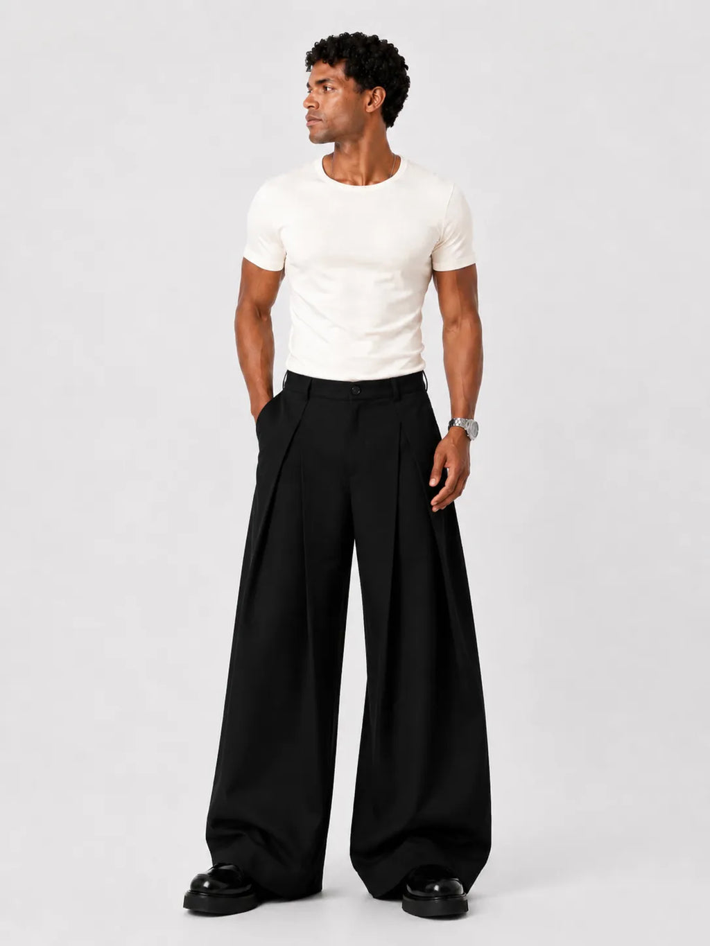 Black Pleated Trousers