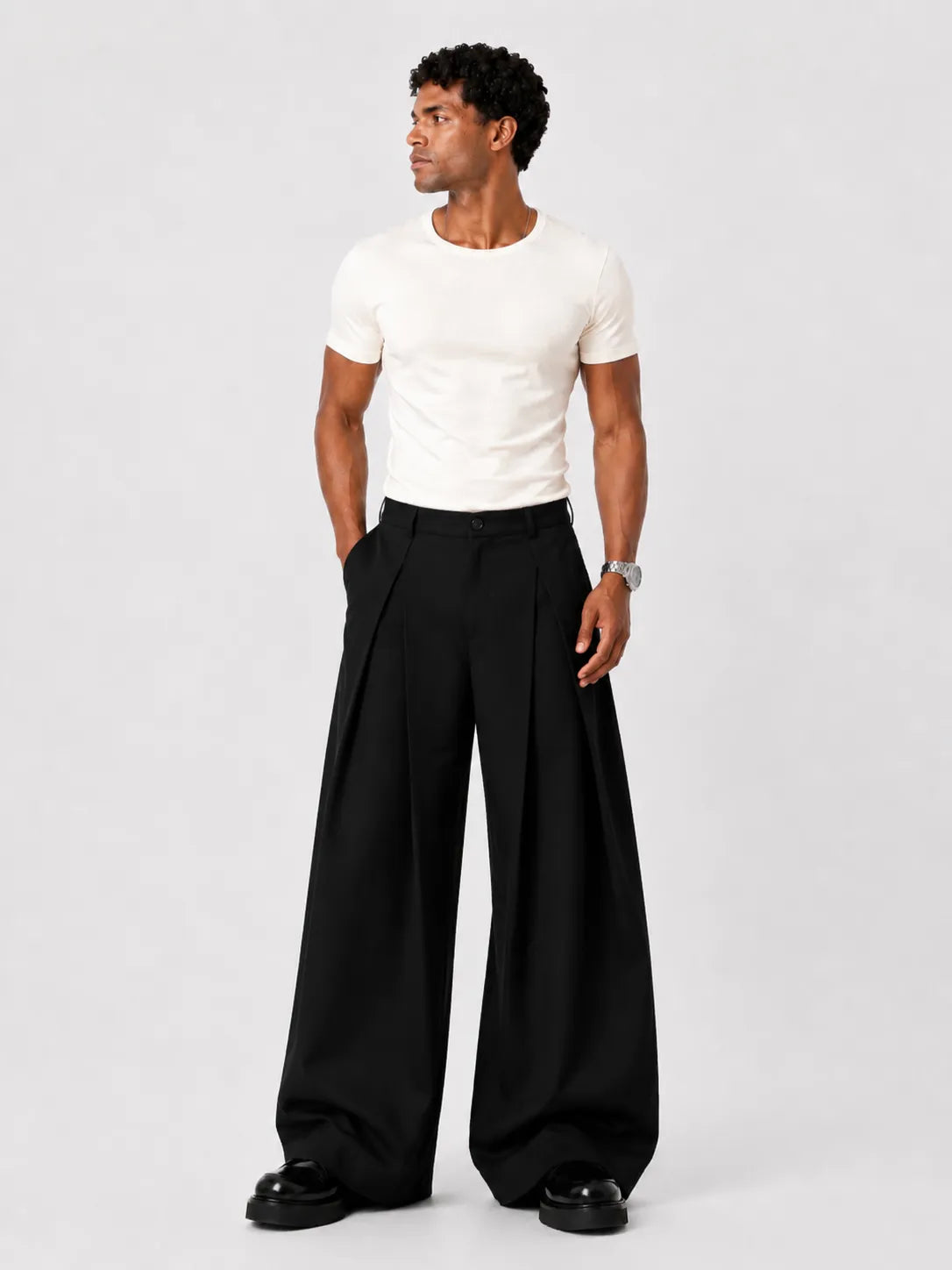 Black Pleated Trousers
