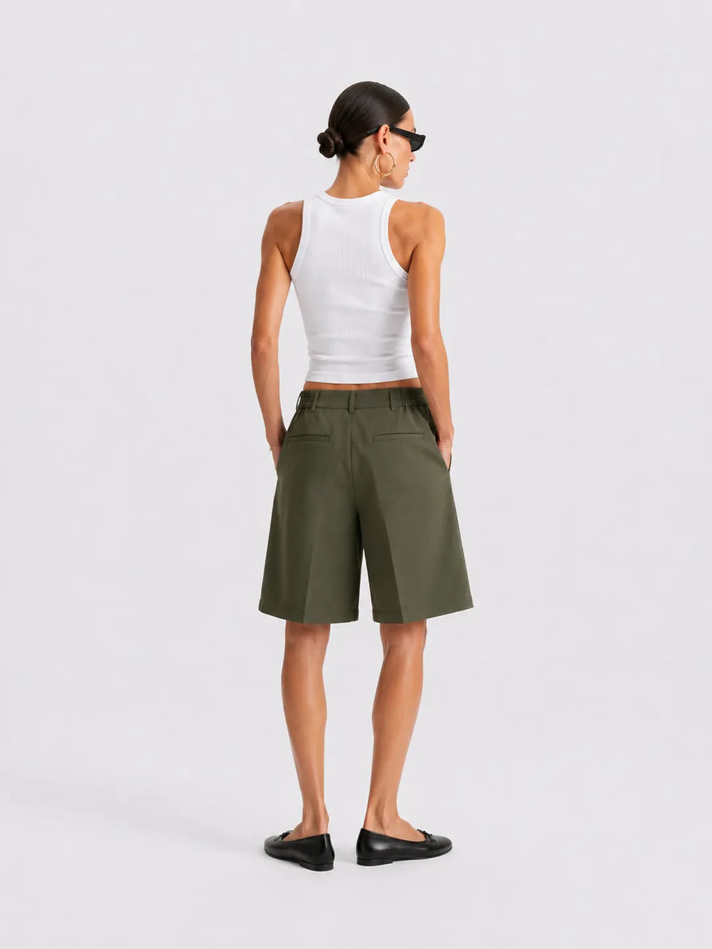 Olive Pleated Shorts