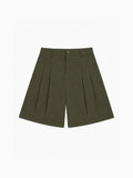 Olive Pleated Shorts