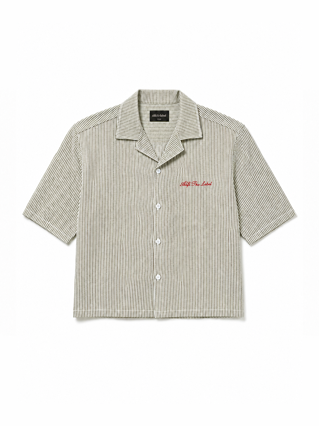 Boxy Olive Pinstripe Shirt