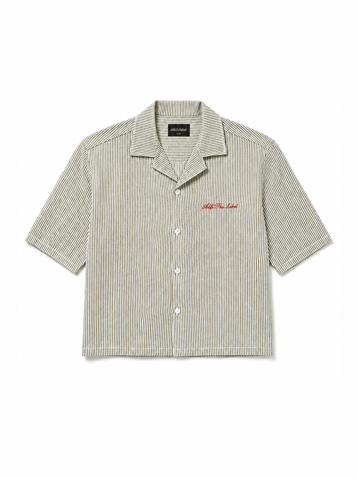 Boxy Olive Pinstripe Shirt